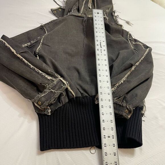 Stella McCartney Distressed Destroyed Denim Raw Seam Bomber Jacket Size 38 - Picture 9 of 9
